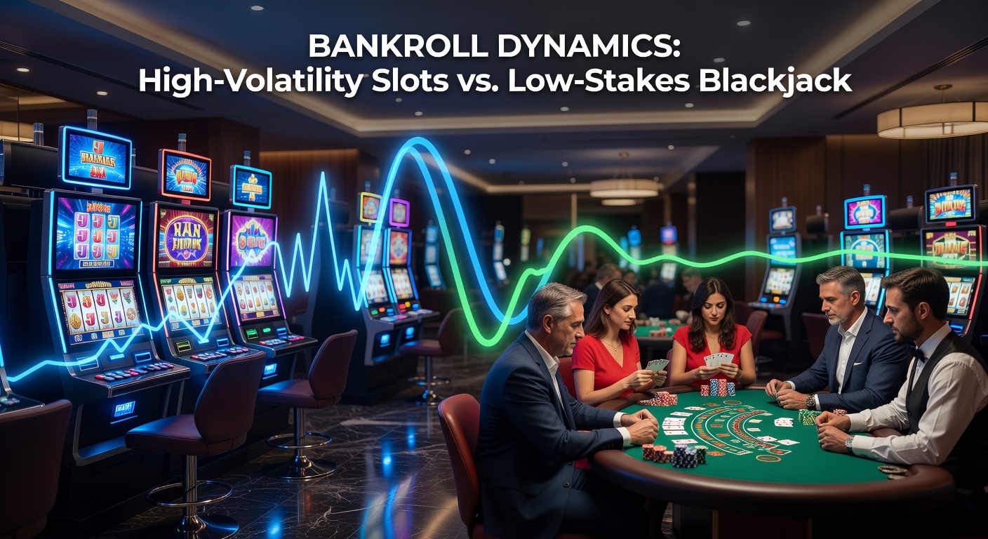 Casino floor showing rows of slot machines next to blackjack tables with players managing chips