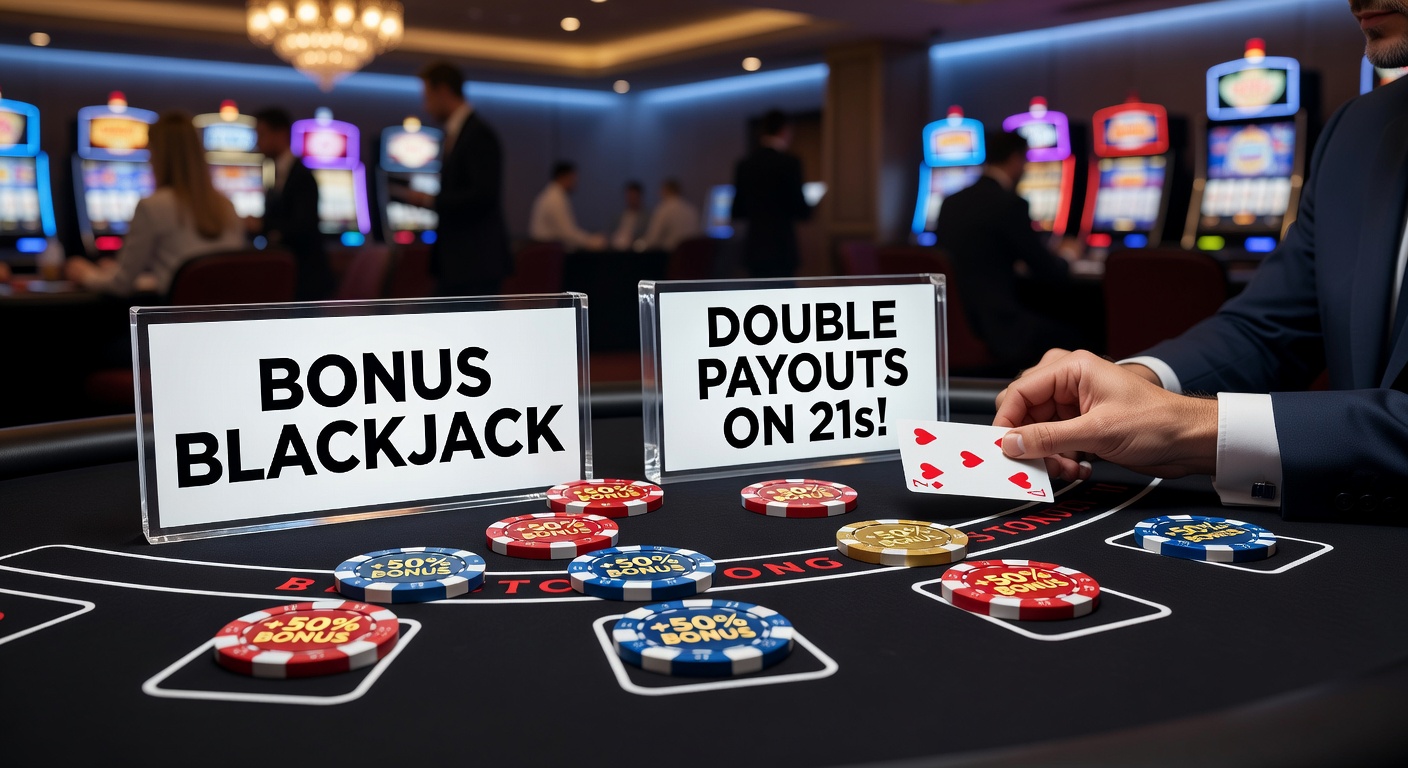 Close-up chart comparing basic strategy deviations in bonus blackjack, with highlighted promotion icons altering play paths