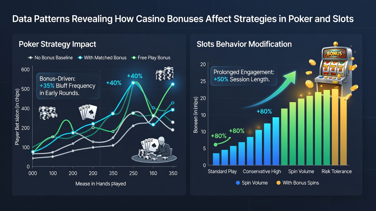 Charts comparing poker and slots bonus redemption rates over time