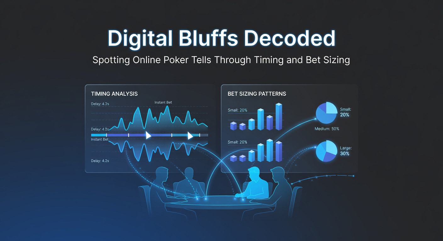 Online poker player analyzing timing patterns on a digital screen during a high-stakes game