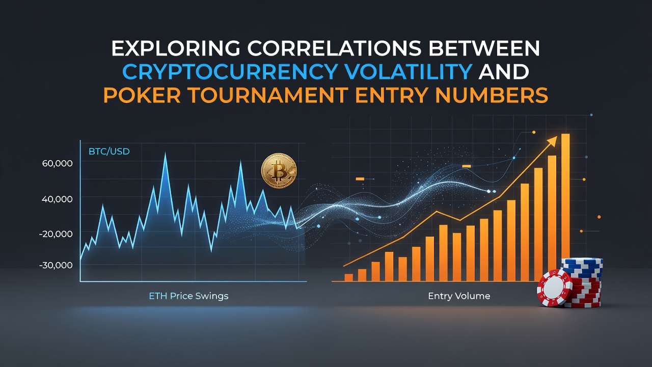Graph showing cryptocurrency price swings alongside poker tournament registration trends from 2023 through mid-2026