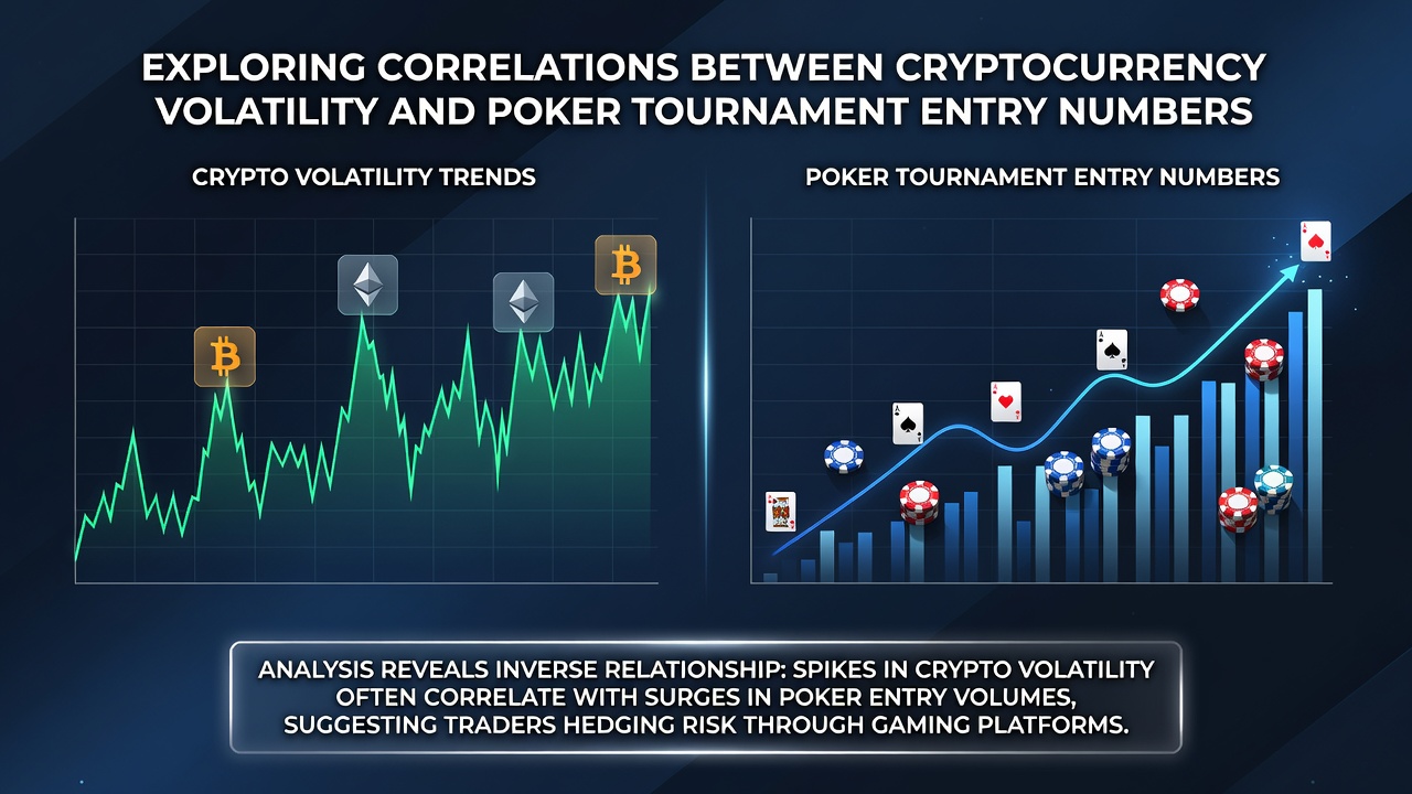 Infographic displaying regional poker entry statistics correlated with Bitcoin and Ethereum price movements in 2025-2026