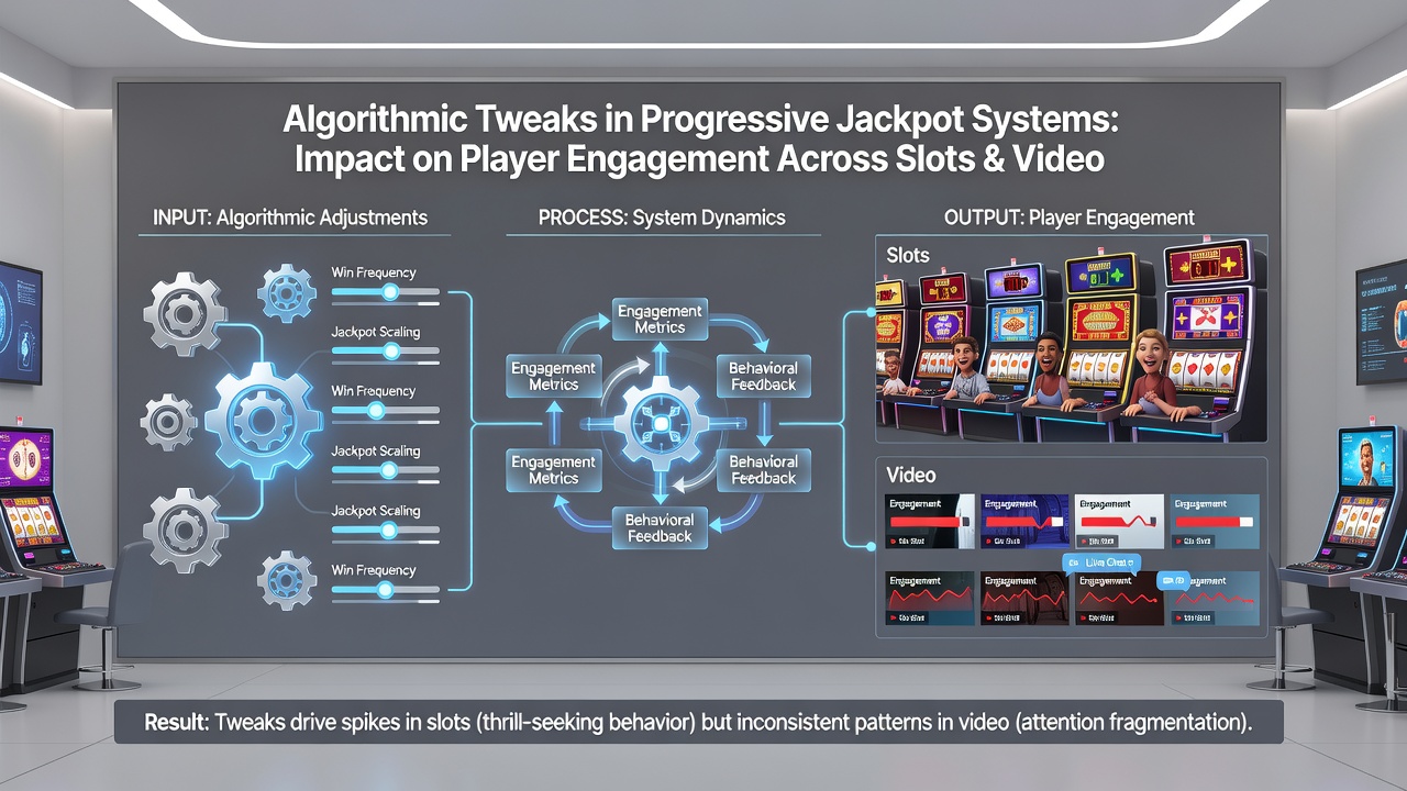 Comparison of engagement metrics between slots and video poker progressives