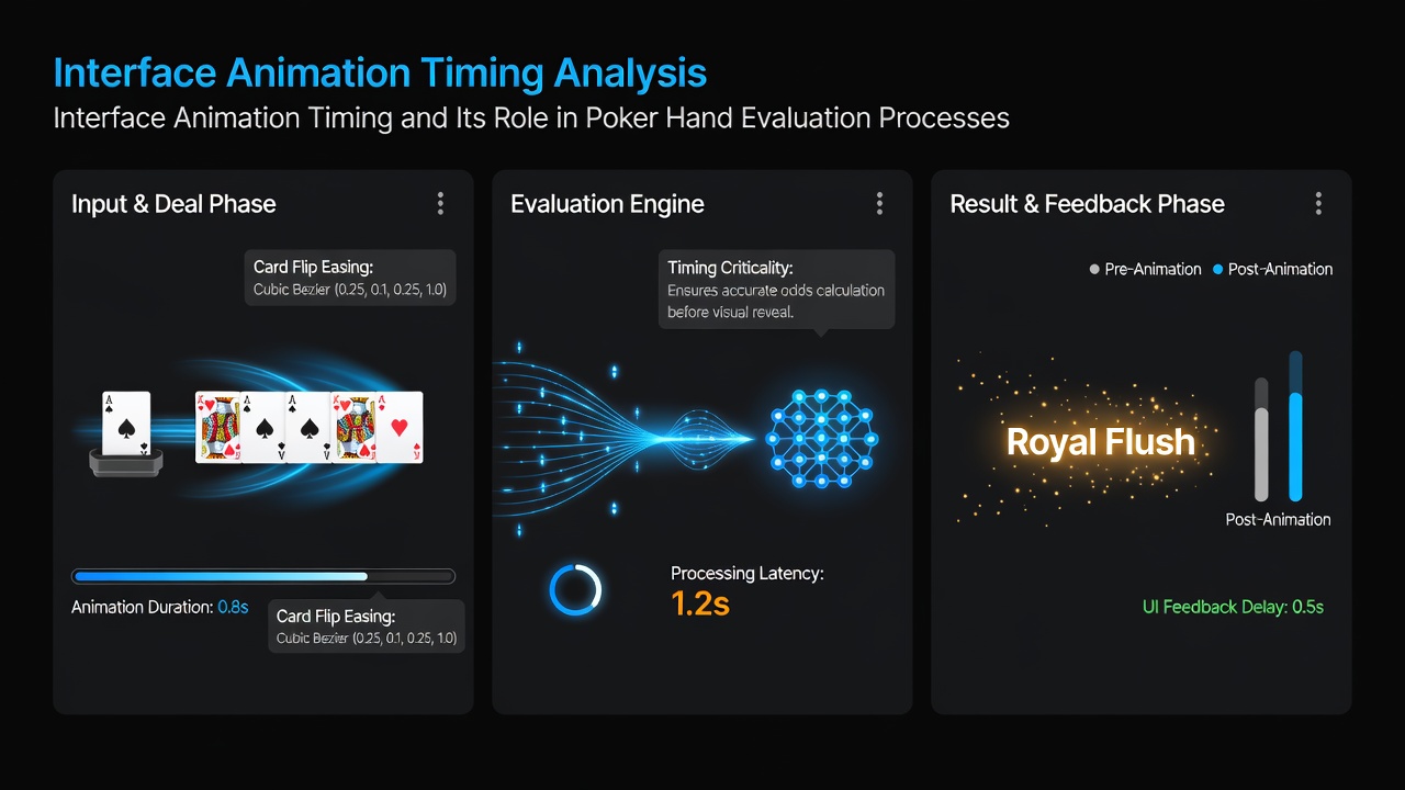Close-up view of synchronized animations showing poker hand ranking results