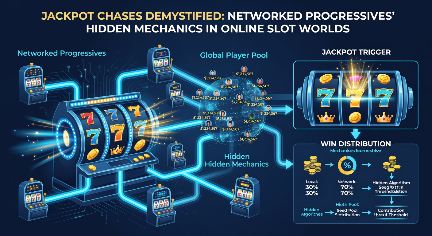 Close-up of a massive progressive jackpot readout on an online slot, with network icons linking multiple casino logos in the background