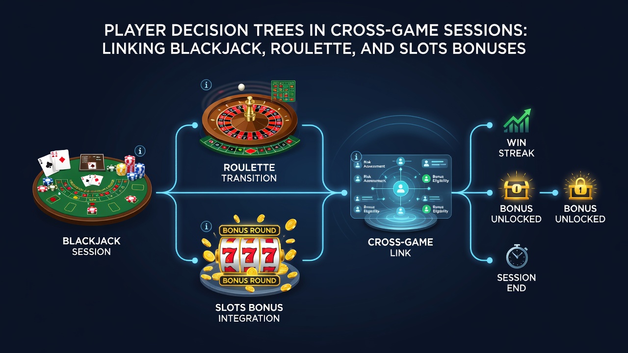 Flowchart illustrating bonus contribution rates and transition limits between blackjack, roulette, and slots