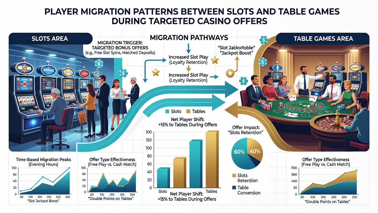 Data visualization of player movement patterns between slots and table games during casino promotions