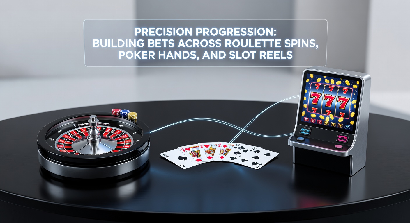 Poker chips forming a rising pyramid next to dealt hands, illustrating progressive betting in poker sessions