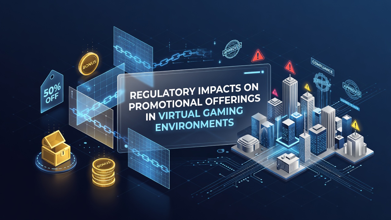 Regulatory documents and digital interface elements representing oversight on virtual gaming promotions