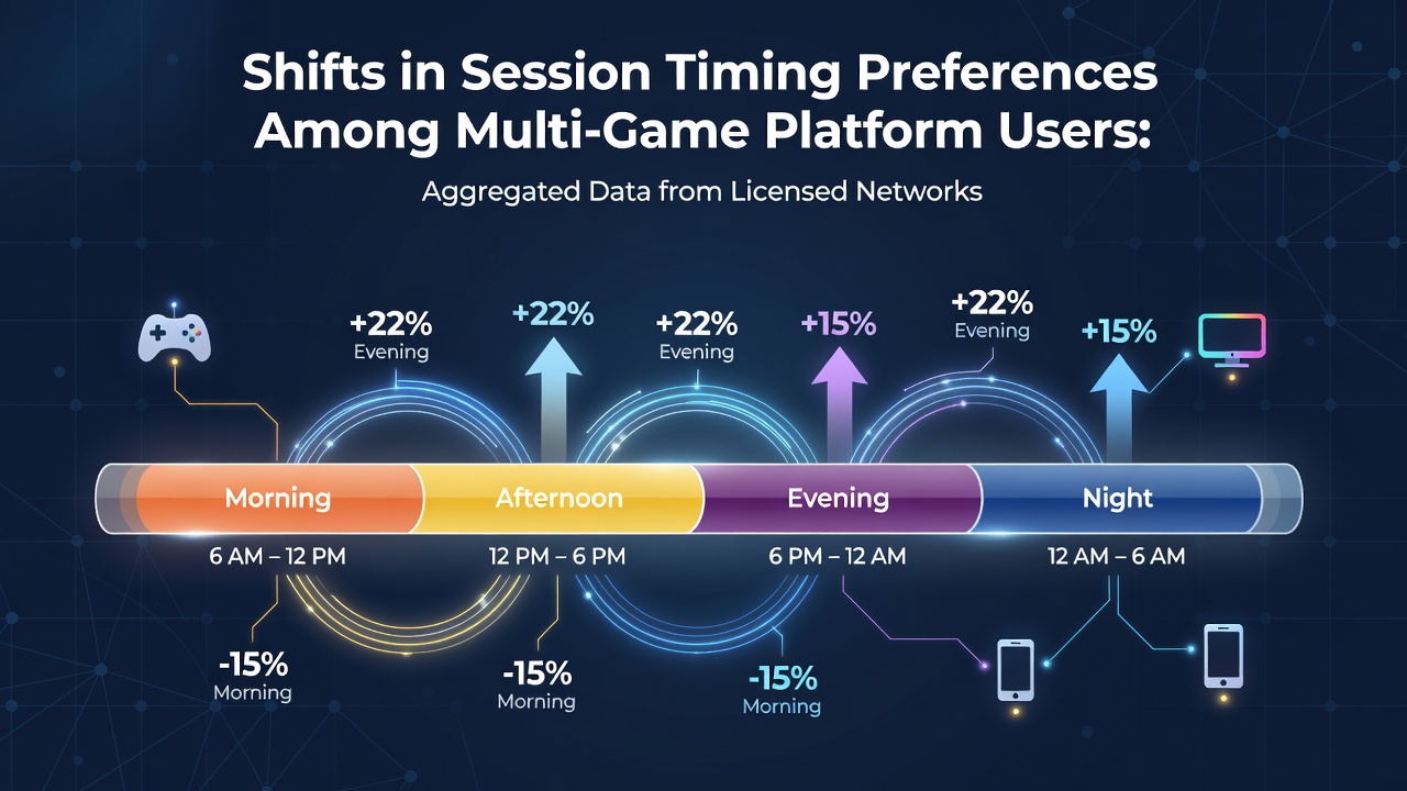 Chart showing aggregated session timing data from licensed multi-game platforms across different regions