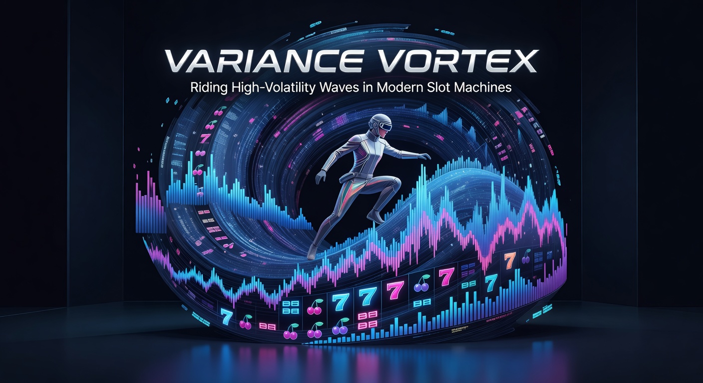 Dynamic slot machine reels swirling in a vortex of colorful symbols, representing the intense highs and lows of high-volatility gameplay