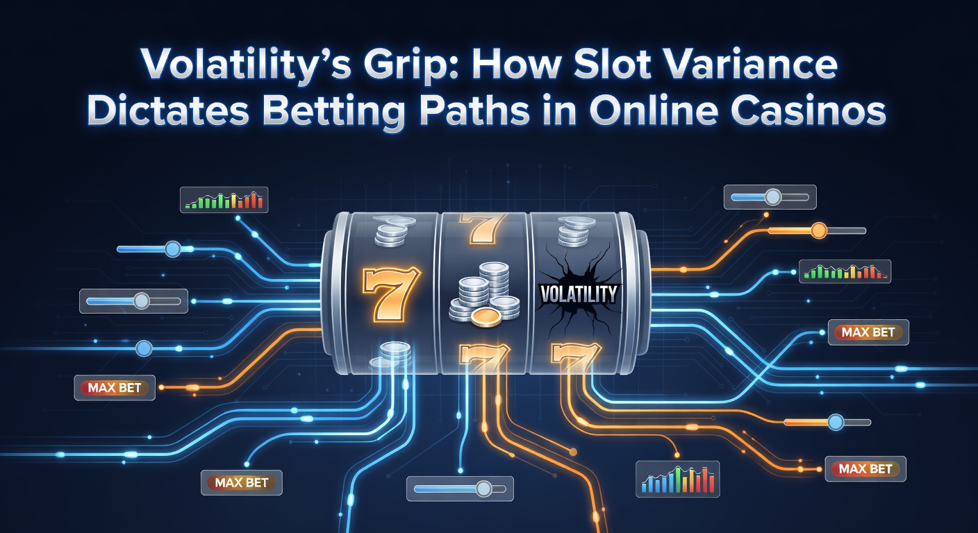 Colorful slot machine reels spinning with varying payout symbols, illustrating high and low volatility contrasts in online casino games